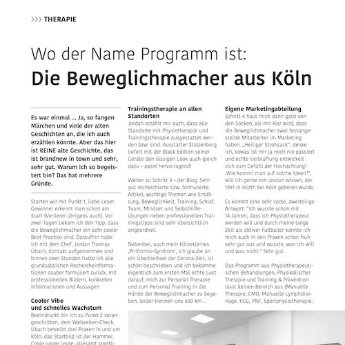 5 Das Haus der Gesundheit Best Practice Die Beweglichmacher Koln - Therapie&Training Digital 05-2023 Kopie